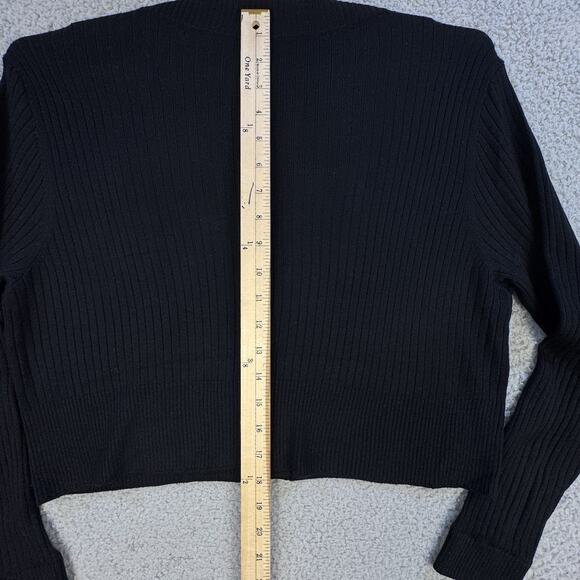 Cardigan Womens XL Ribbed Cropped Sweater Black - Picture 8 of 9